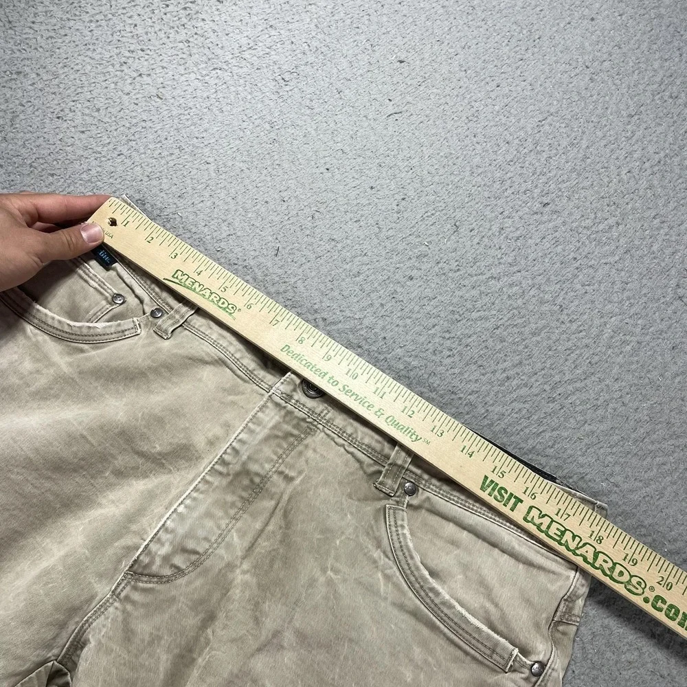 Kuhl Rydr Pants Mens 36x31 Beige Canvas Relaxed Fit Workwear Heavily Distressed